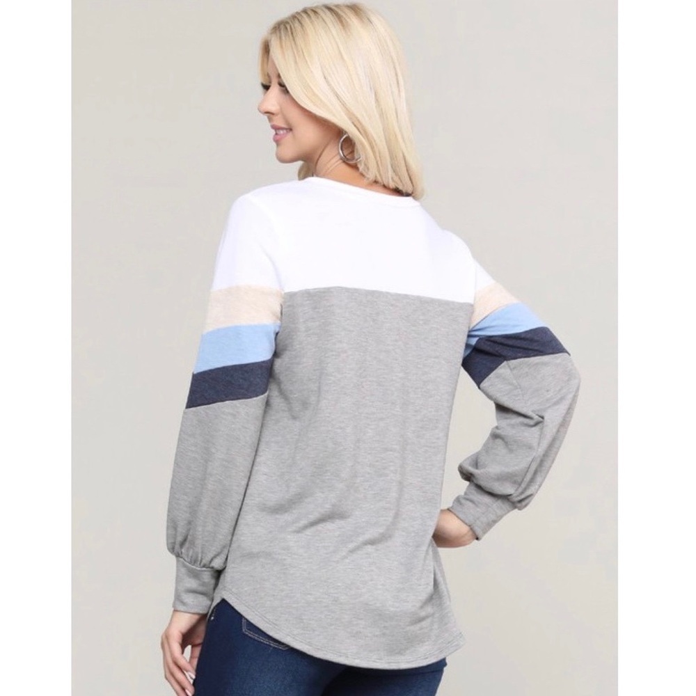 🌟RESTOCK! Long Sleeve Color Block Top! - Picture 5 of 7